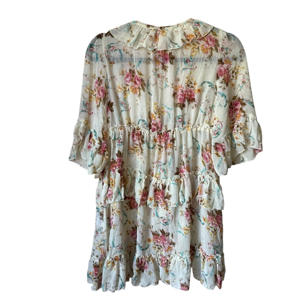 Japanese Brand Axes Femme Floral Ruffle Tunic Blouse - Picture 2 of 5